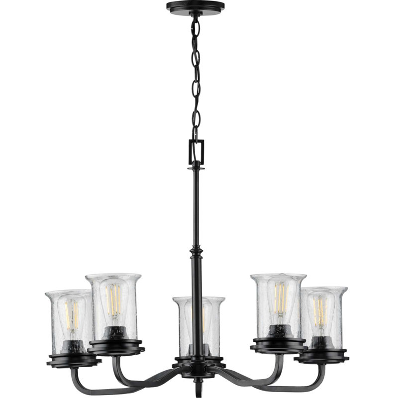 Lustre classique à 5 lumières ombrées Nedmond, Noir