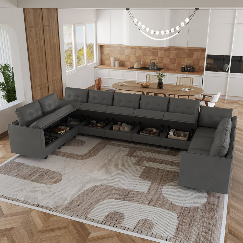 Canapé modulaire 10 pièces Cissiee, Mélange de polyester gris