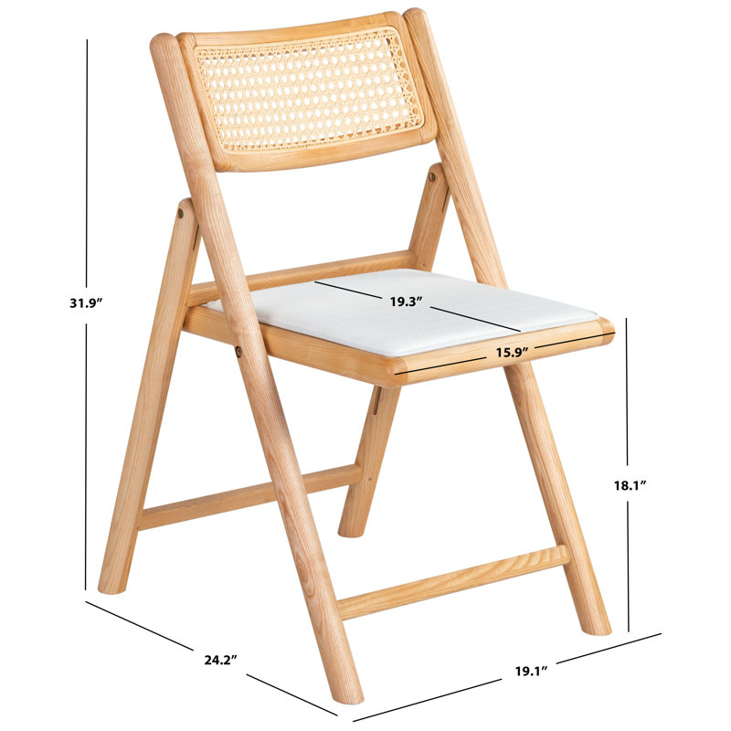 Shaylie Upholstered Seat Folding Dining Chair, Natural/White