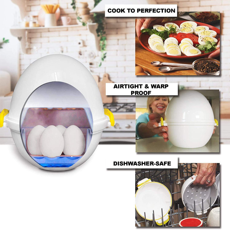 White Microwave Egg Cooker with Poaching Tray