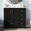 Meuble-lavabo de style moderne avec lavabo en céramique, armoire de rangement avec 2 portes à fermeture douce et 5 tiroirs