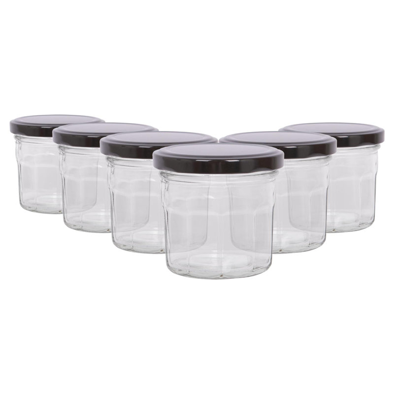 Glass Jar - Set of 12, 90ml, Black