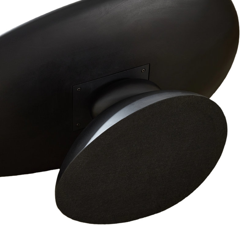 Table basse ovale moderne, 120 cm, base en fibre de verre à effet galets, idéale pour le salon et l'appartement., Noir mat