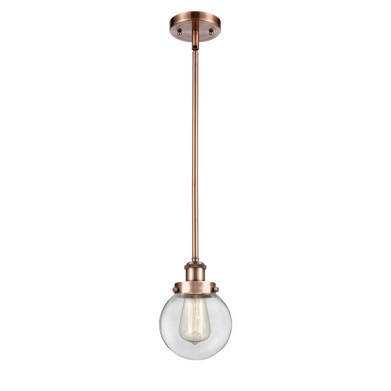 Luminaire suspendu à 1 lumière Lorri, Cuivre antique, DEL, Transparent / clair