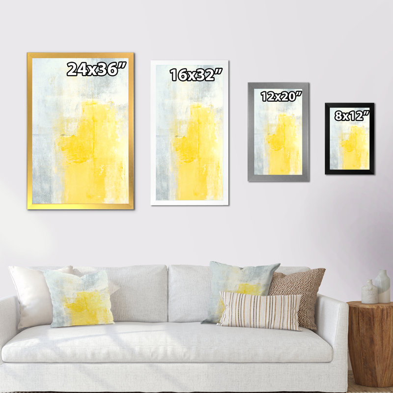 «Gray rencontre jaune abstrait», art moderne et contemporain sur toile, Cadre photo noir, H 20 po x l 12 po x P 1 po