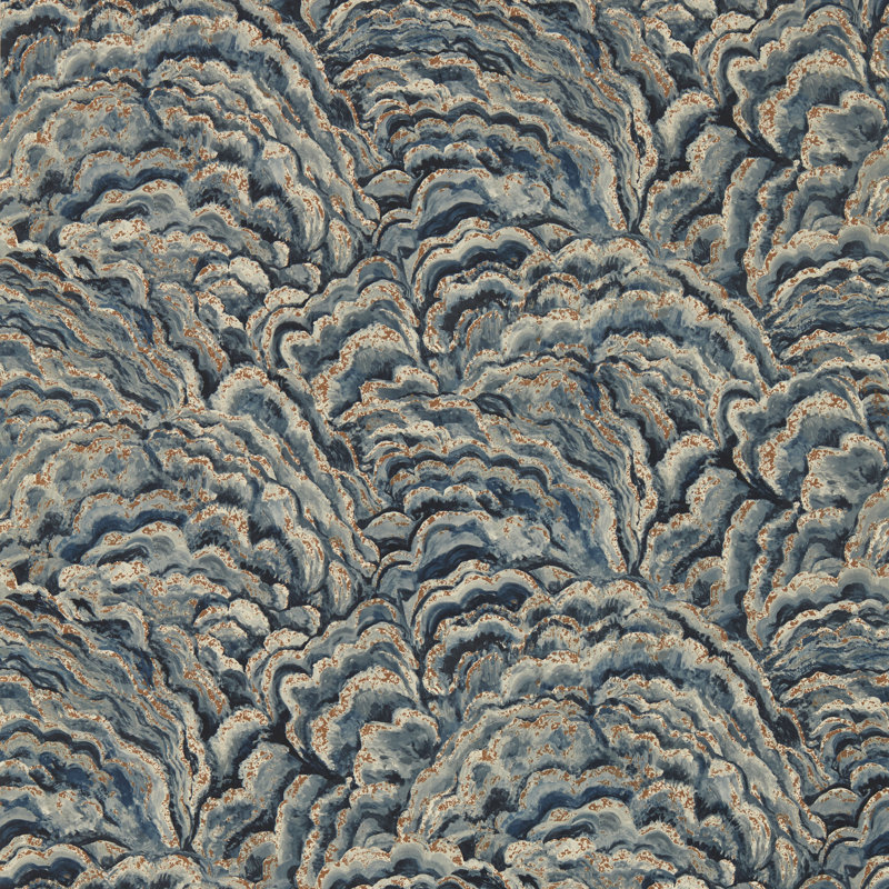 Exotica 10.05m x 52cm Metallic Wallpaper Roll, Midnight/Copper