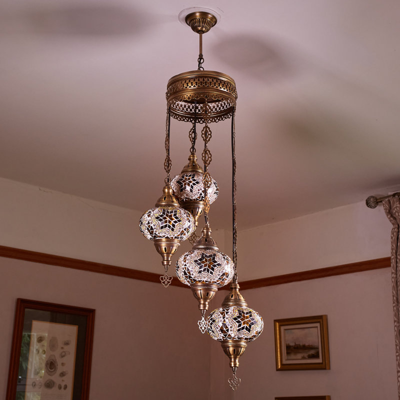 Karlie 4 - Light Cluster Globe Pendant, Brown/Amber