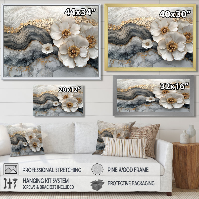 «Poppies River On Golden Crys Tal River», art mural sur toile coquelicots, Reproduction encadrée d'une seule photo