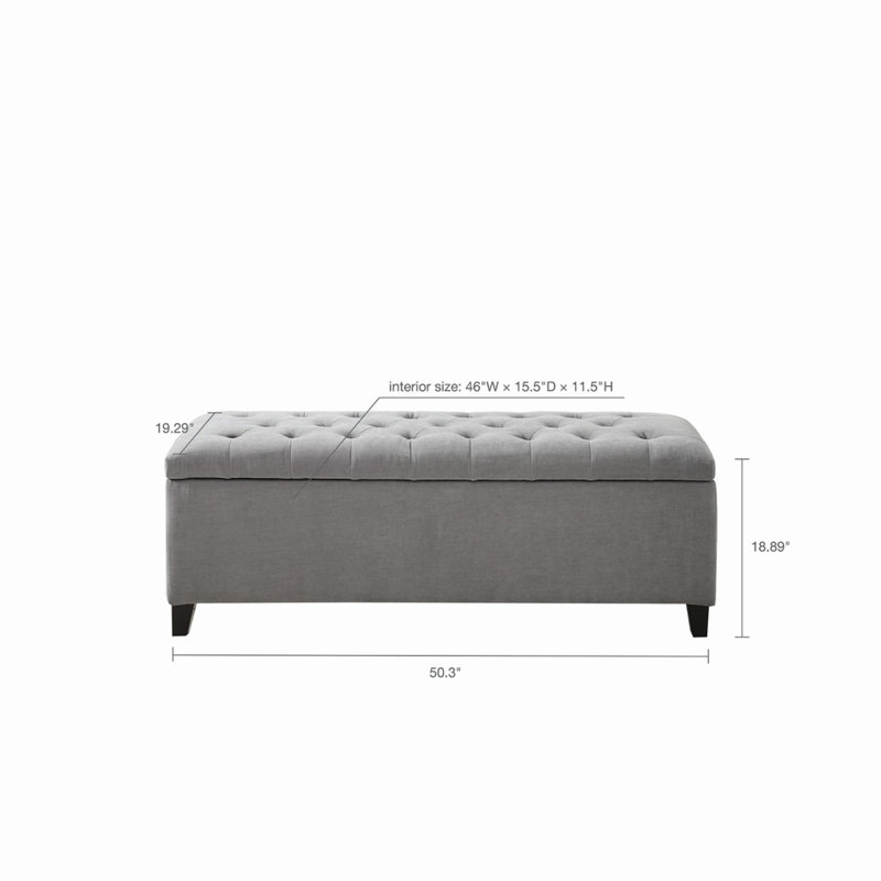 Banc gris avec fermeture en douceur et compartiment intérieur pour le rangement des idées de décoration intérieure
