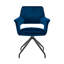 Chaise d'appoint de salle à manger en velours bleu avec finition noire-576384030