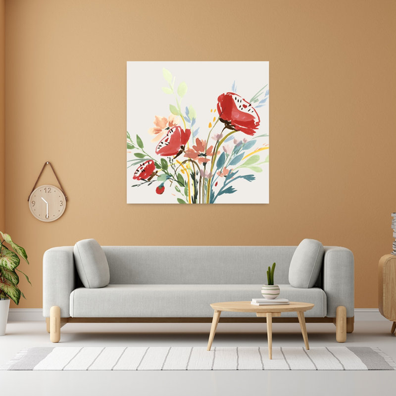 «Vibrant Bouquet In Bloom II», art mural contemporain abstrait, H 48 po x l 48 po