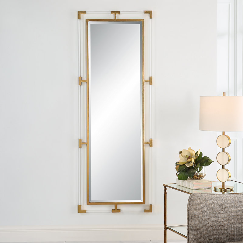 Gold and Clear Acrylic Rectangular Wall Mirror