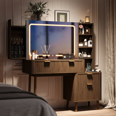  Meuble-lavabo moderne cannelé 47,2 po avec miroir DEL