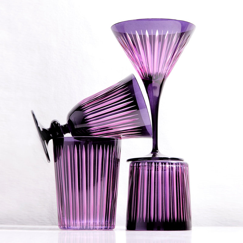 Prism Double Old Fashioned Glasses, Purple, 17 oz.