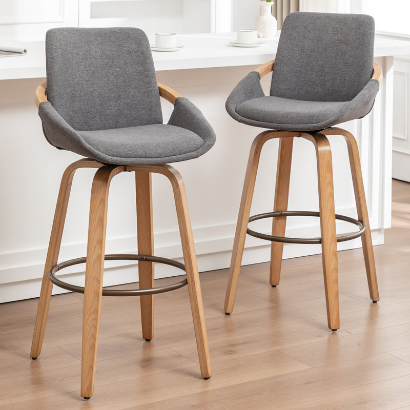 Tabourets pivotants en polyester Uniondale, Gris, Tabouret de bar (siège d'une hauteur de 30 po)