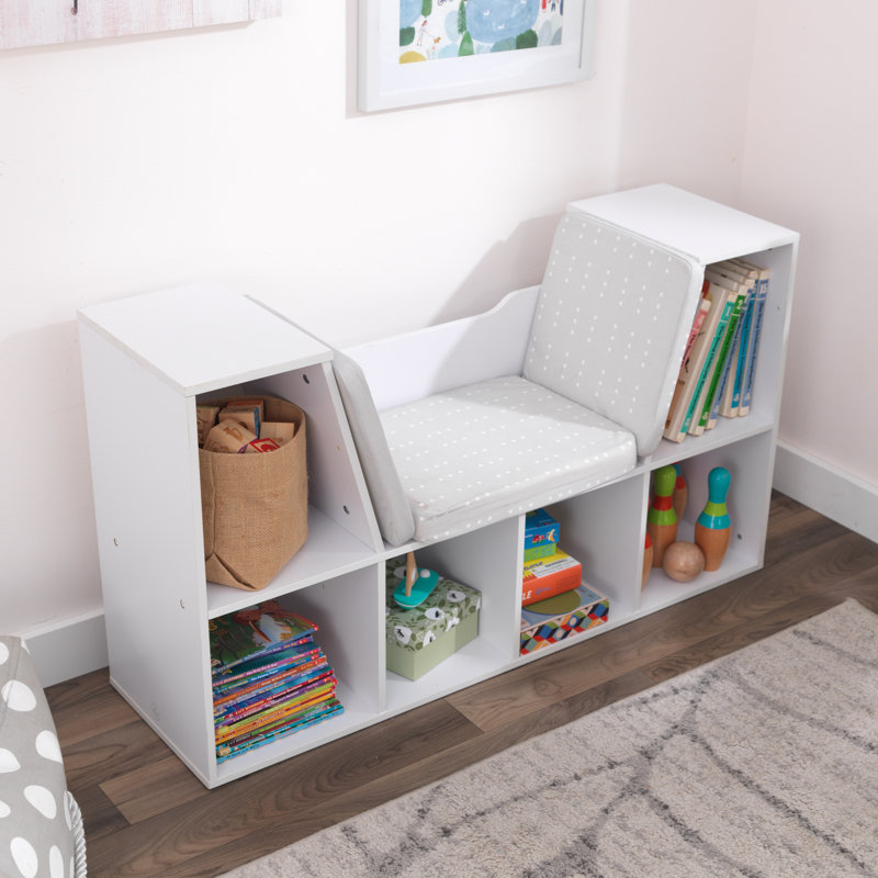 Bookcase with Reading Nook, 6 Shelves, White