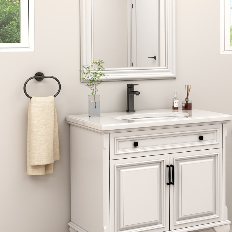 Bathroom Towel Ring Wall Mounted, Black