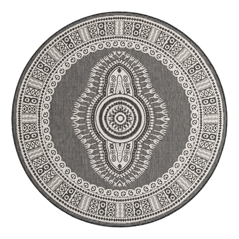 Indoor/Outdoor Traditional Area Rug, Round 6'1"