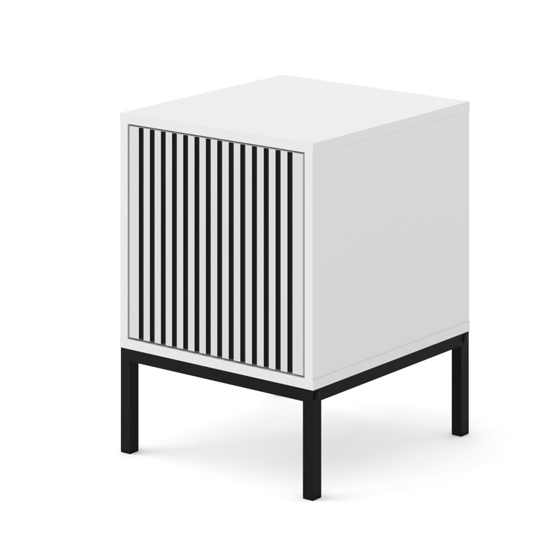 Nong 40cm W Manufactured Wood Bedside Table, White/Black