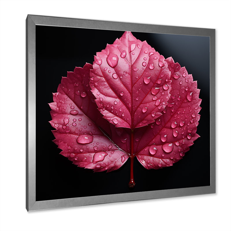 Magenta Motion Leaf style minimaliste, Cadre simple argenté, H 16 po x l 16 po x P 1 po