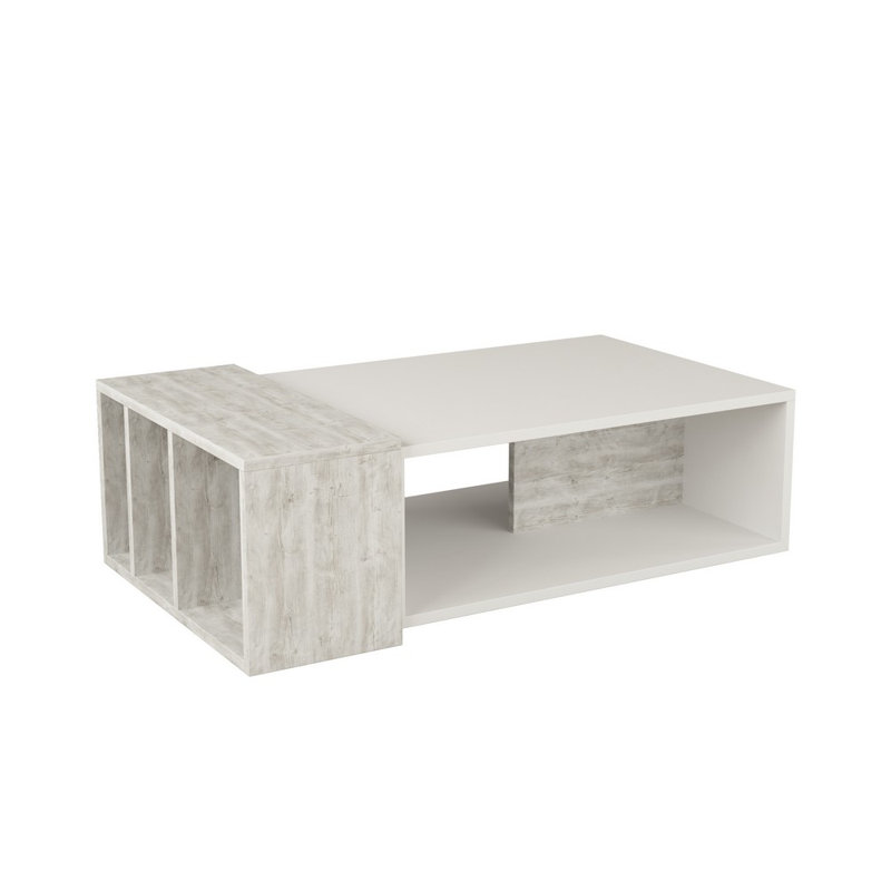 Pavonis Solid Coffee Table with Storage, Ancient White, White