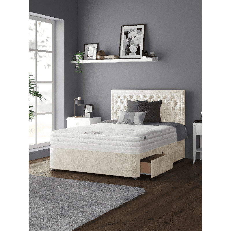 Fan Divan Bed Base, Super King (6'), 4 Drawers, Cream