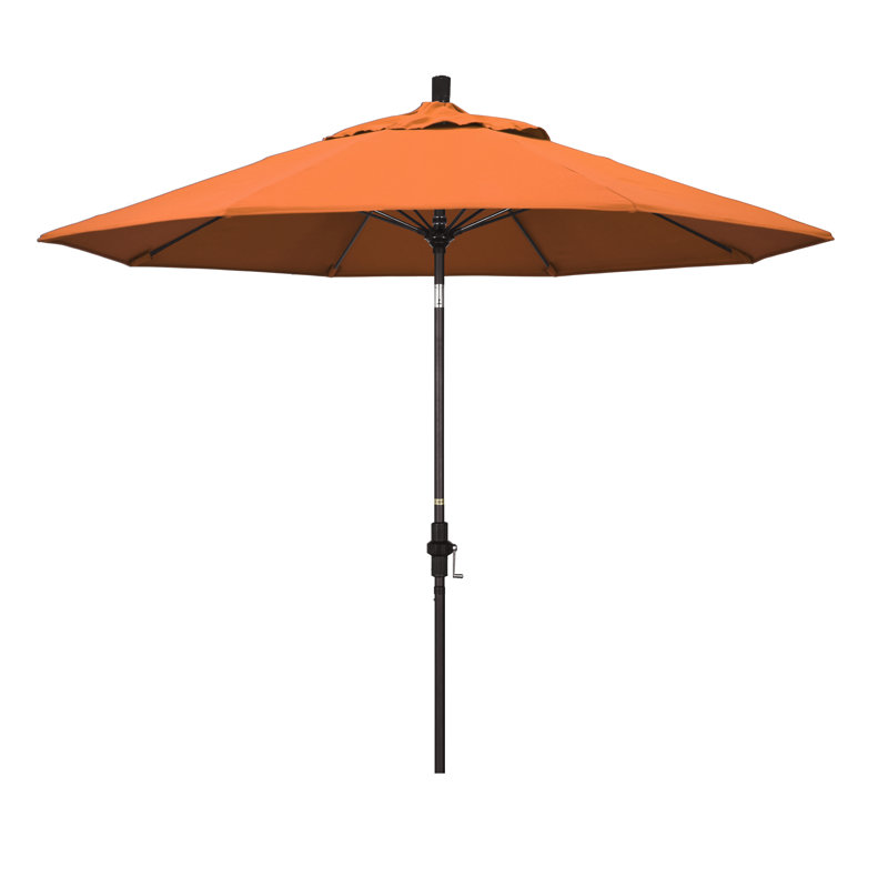 Parasol de marché Sunbrella® 9 pi Roverta, Toile Sunbrella® tangerine, Brun