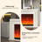 86.61"Retro White Electric Fireplace-997528570-997528569