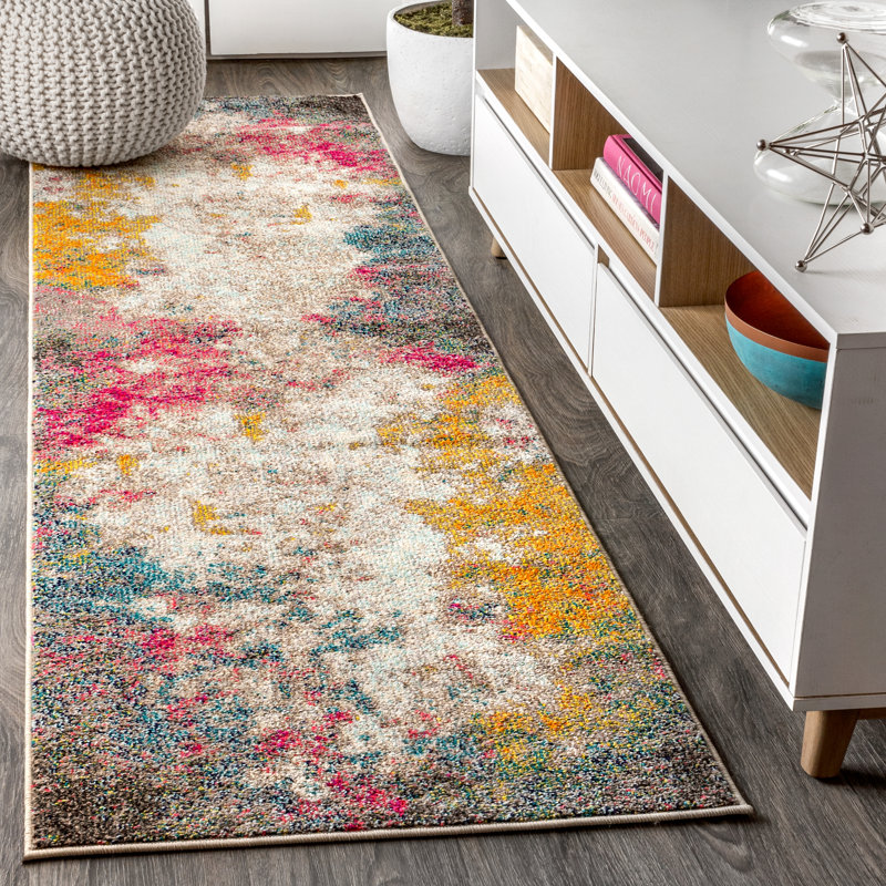 Lasley Contemporary POP Modern Abstract Yellow/Multi Rug, Runner 2'3" x 8'