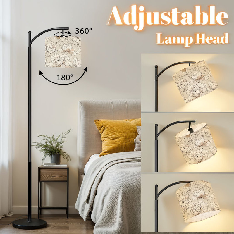 Lampe sur pied à arc avec abat-jour réglable Soft Beige