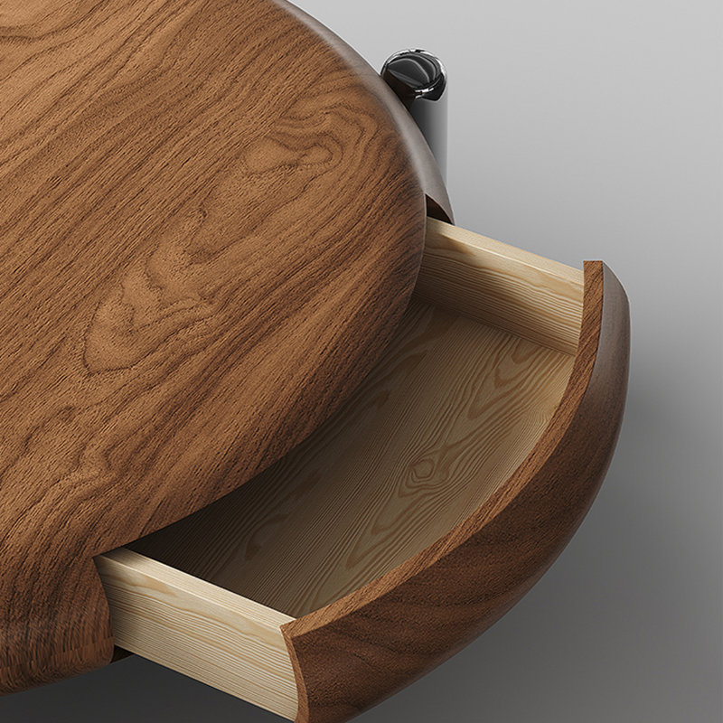 Table basse ronde en bois avec tiroir