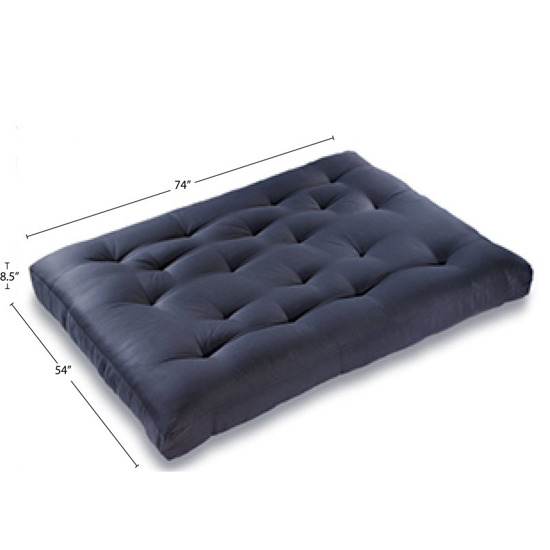 Matelas de futon double en coton Frary, Noir