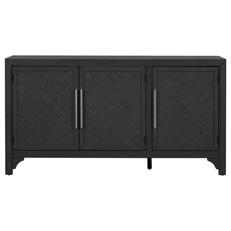 Armoire de rangement à trois portes American Design avec placage de pin, robuste et esthétique pour un usage résidentiel