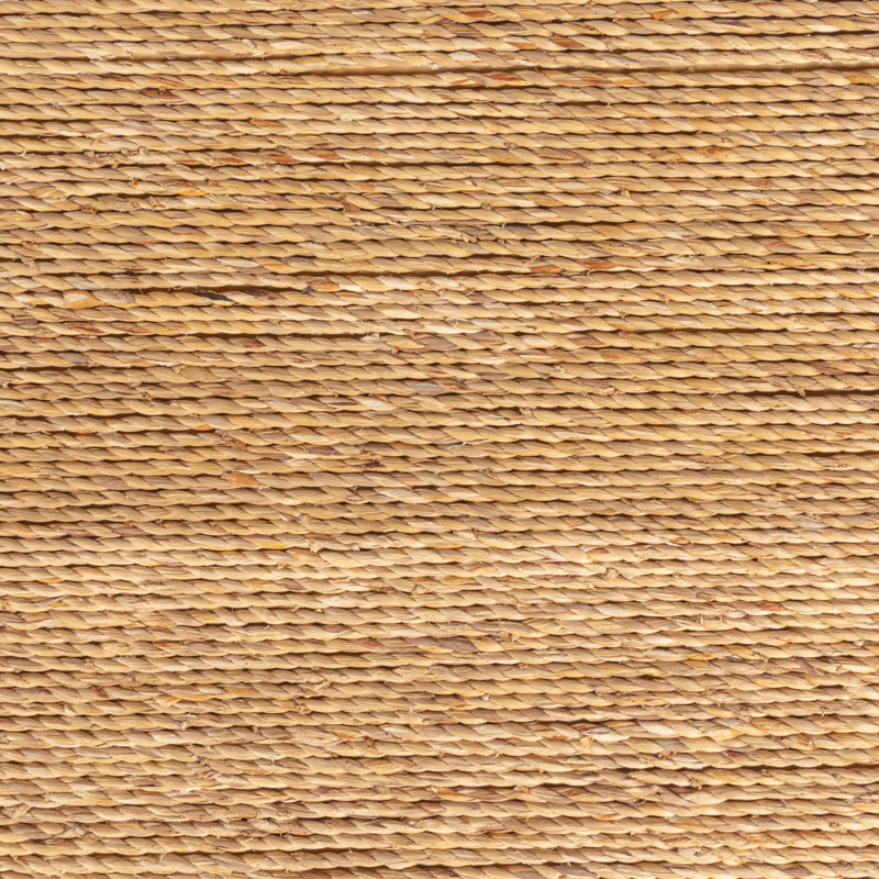 Miramar Woven Water Hyacinth and Acacia Wood Bench with Waterfall Edge, 48.03"L x 17.72"W x 15.75"H