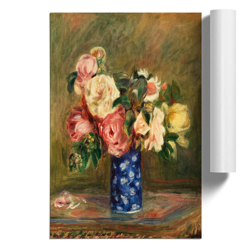 A Bouquet Of Roses by Pierre-Auguste Renoir - No Frame Painting, 59cm H x 42cm W x 0.1cm D