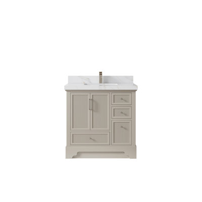 Meuble-lavabo simple 36 po avec plateau en quartz Alys