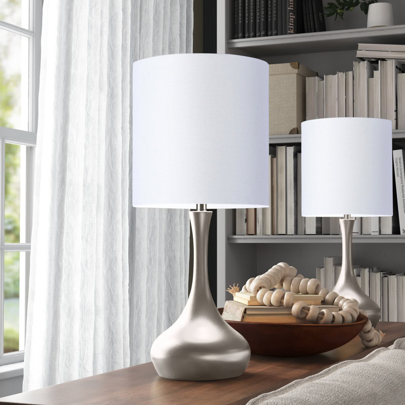 Genie 24" Metal Table Lamp - Set of 2, Black, Natural