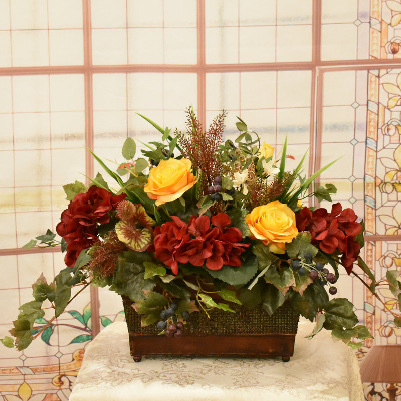 Faux Silk Arrangement in Planter