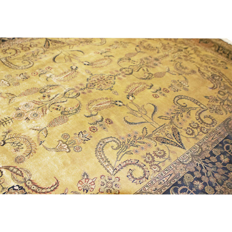 Tapis doré et noir de haute qualité noué à la main