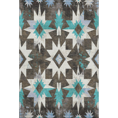 Premium Machine Washable Jakiyra AMF1893 Aztec Rug