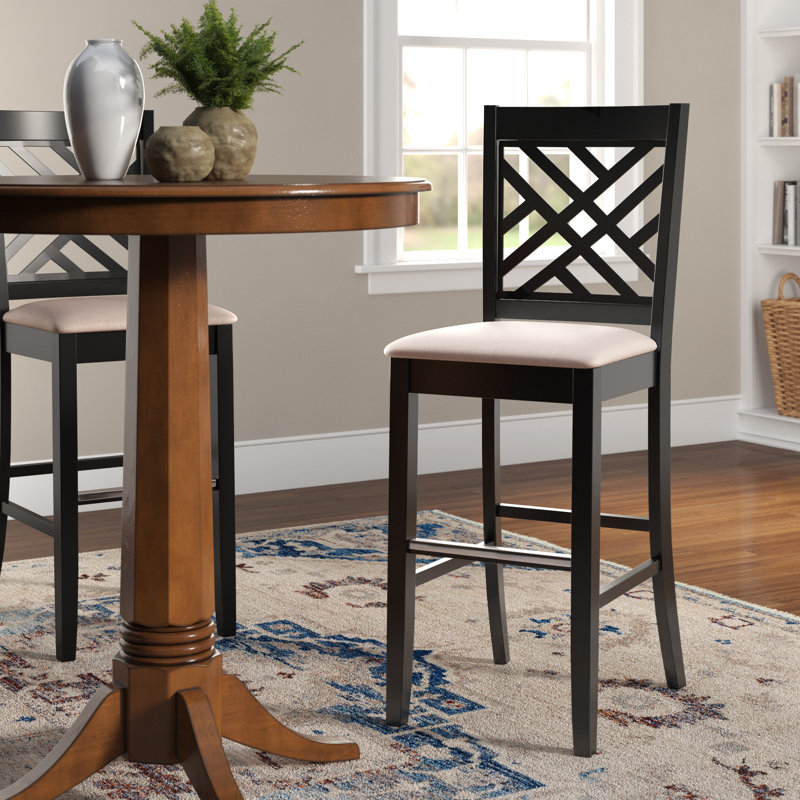 Upholstered Counter Stool with Metal Frame, Sand, Dark Brown