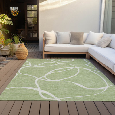 Mirelle Green Washable Indoor-Outdoor Rug - 