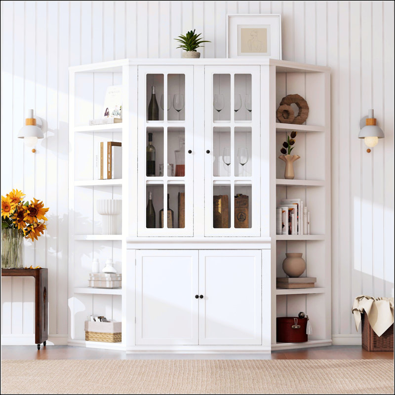 75.25'' Tall Display Cabinet And Two Triangle Sided Bookshelves