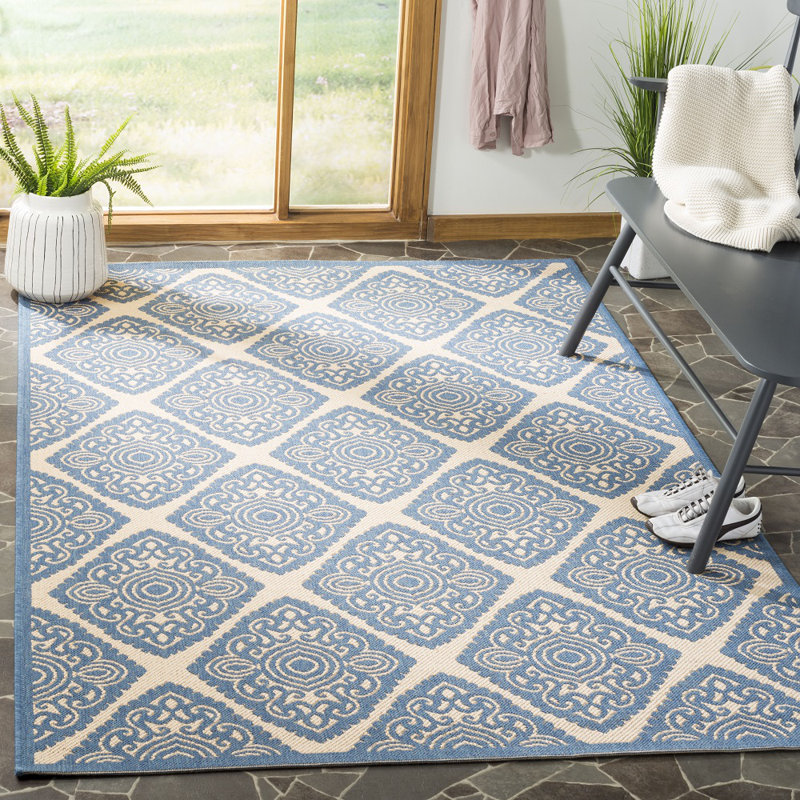 Tapis intérieur / extérieur Burnell Performance Ikat, Rectangle 5 pi 3 po x 7 pi 6 po