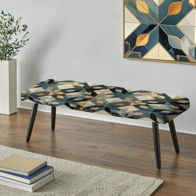 Carreaux marocains antiques beige et bleu - Banc rembourré géométrique noir