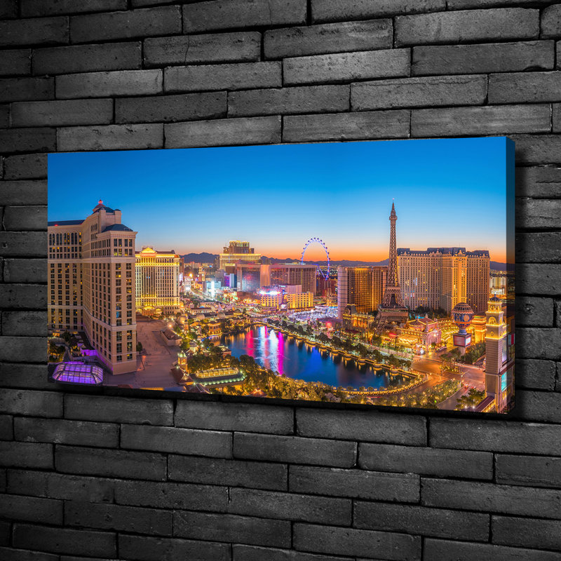 Las Vegas USA - No Frame Print on Glass, 50cm H x 100cm W x 2cm D, Canvas