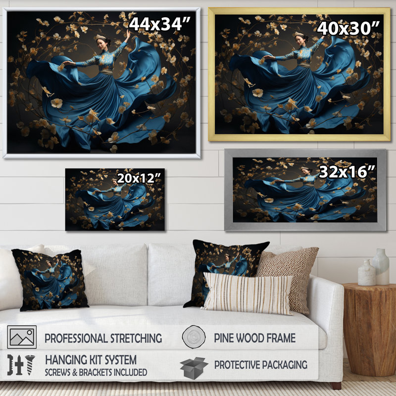 Elegant Rhythm Dancers I, H 34 po x l 44 po x P 1,5 po, Cadre flottant noir