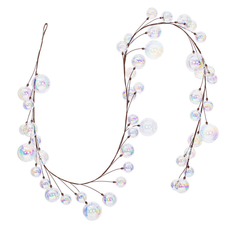 The Holiday Aisle® 10' Clear Iridescent Branch Ball Wire Garland