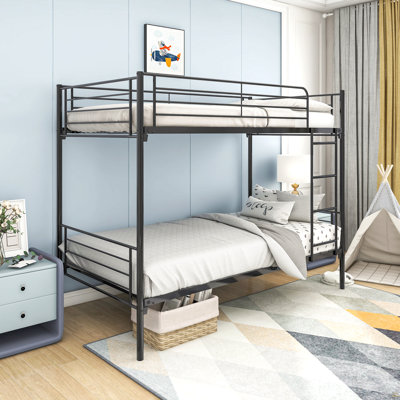 Twin Over Twin Bunk Bed, Metal Frame With Ladder