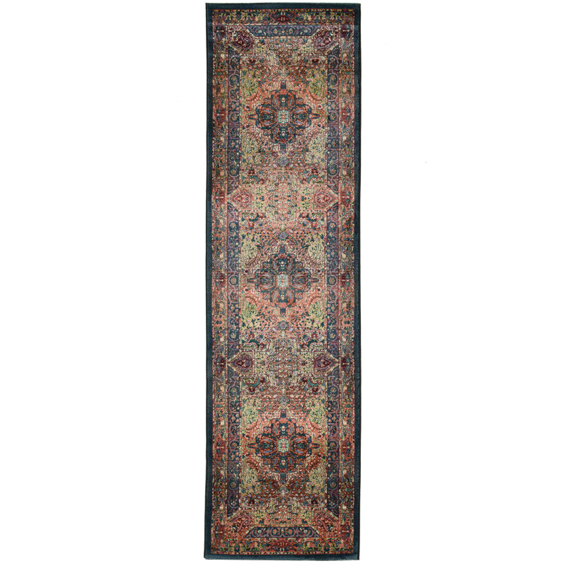 Gold/Blue/Red Rug, Runner 80 x 300cm